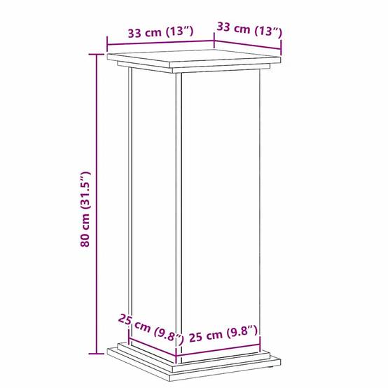 Support de plante moderne polyvalent intérieur extérieur 33 x 33 x 80 cm en bois d'ingénierie chêne noir - Image 5