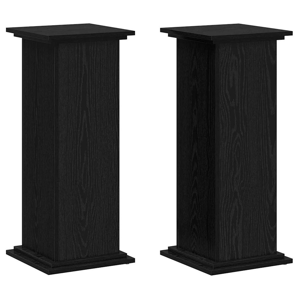 Support de plante moderne polyvalent intérieur extérieur 33 x 33 x 80 cm en bois d'ingénierie chêne noir - Image 1