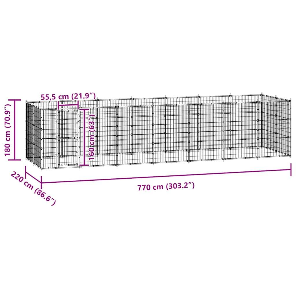 Vidaxl - Chenil d'extérieur pour chiens Acier 21,78 m² vidaXL 3082301 - Image 3