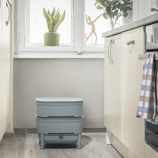 WORMcube Gris Design & Compact I Lombricomposteur 2 plateaux + 500gr de Vers - Image 5