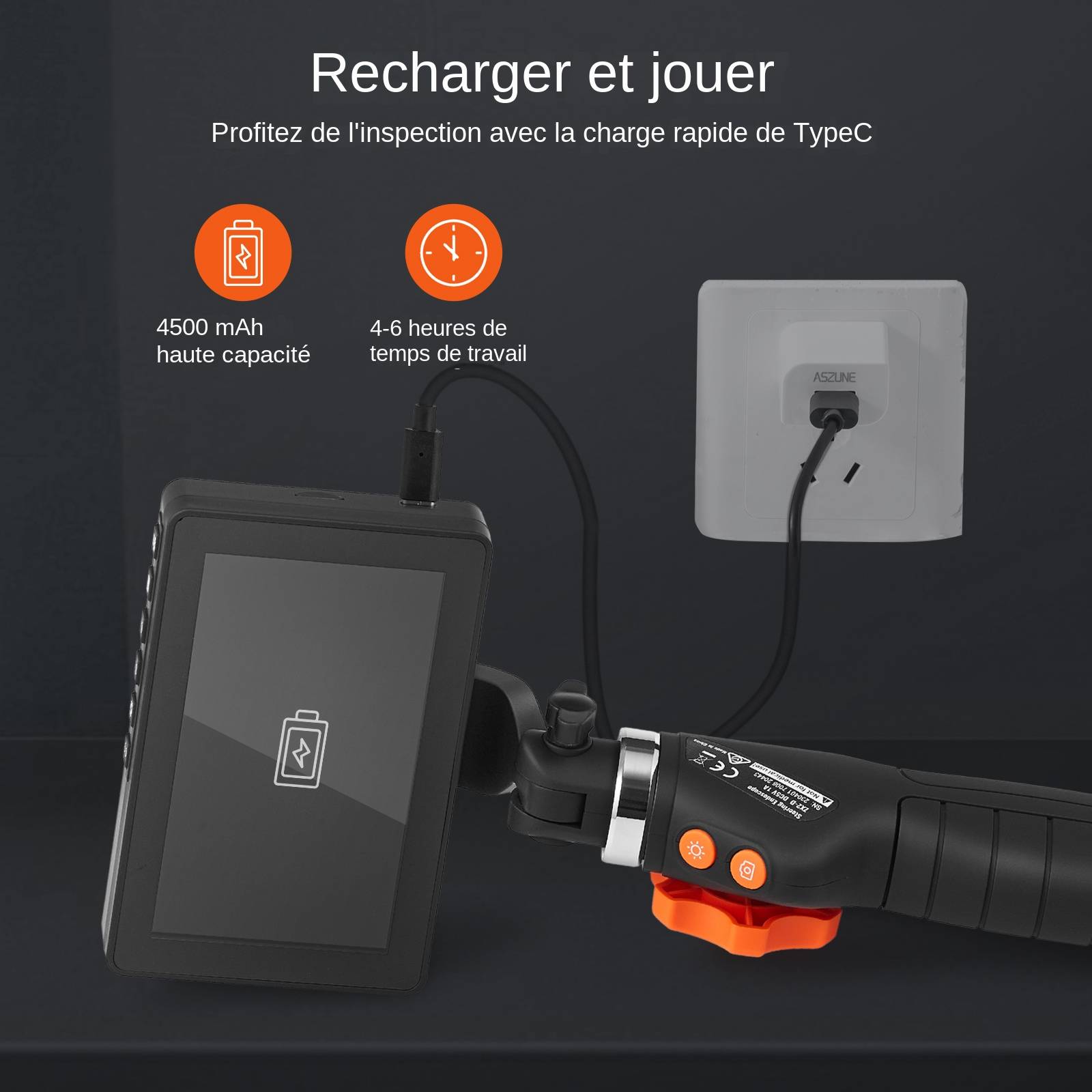 Camera endoscopique flexible: double articulation, objectif 6.4mm, ecran 5 IPS HD, 8X zoom, pour auto et plomberie. - Image 6