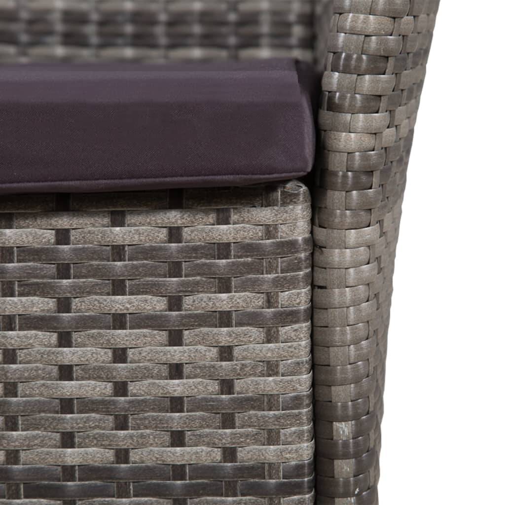 Ensemble chaise et tabouret résine tressée gris 58 x 61 x 88 cm - PANGIVO - Image 3