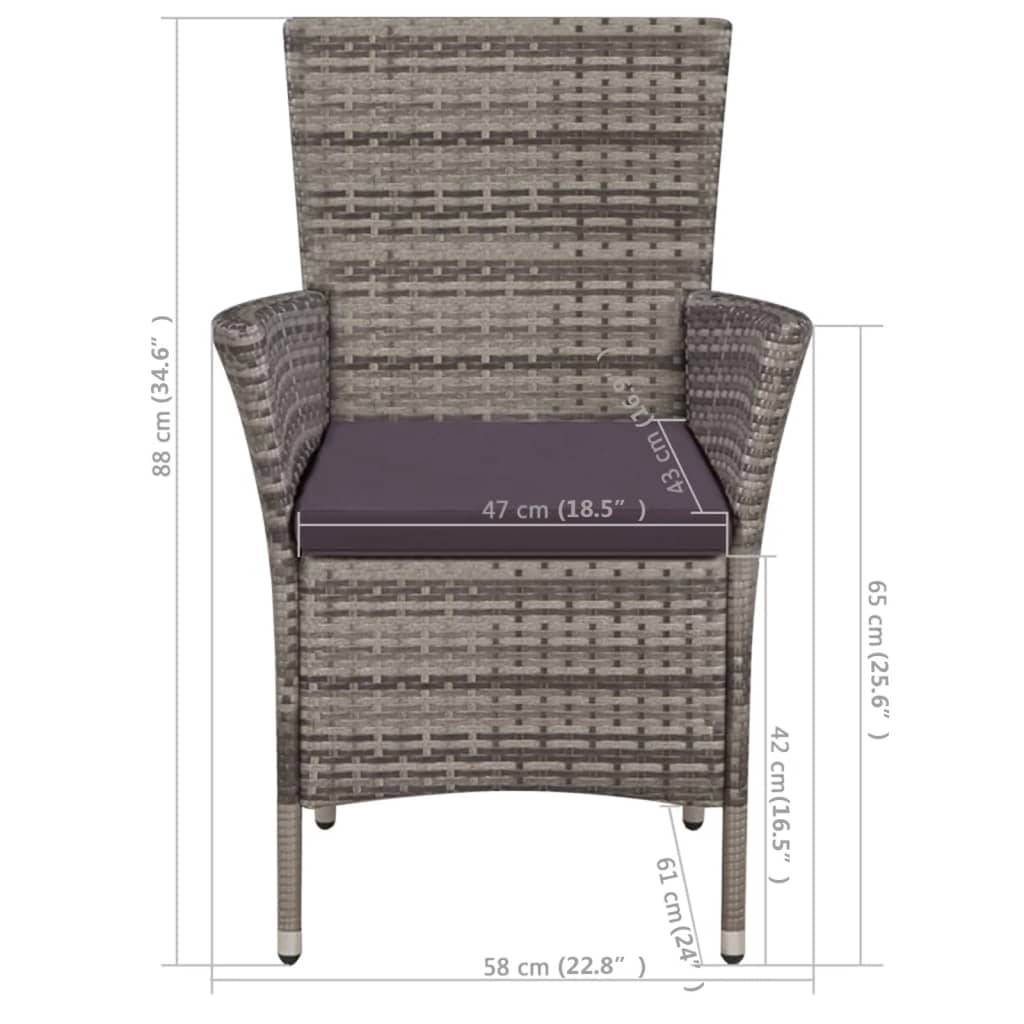 Ensemble chaise et tabouret résine tressée gris 58 x 61 x 88 cm - PANGIVO - Image 5