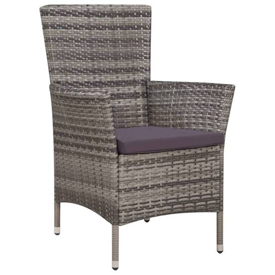 Ensemble chaise et tabouret résine tressée gris 58 x 61 x 88 cm - PANGIVO - Image 2
