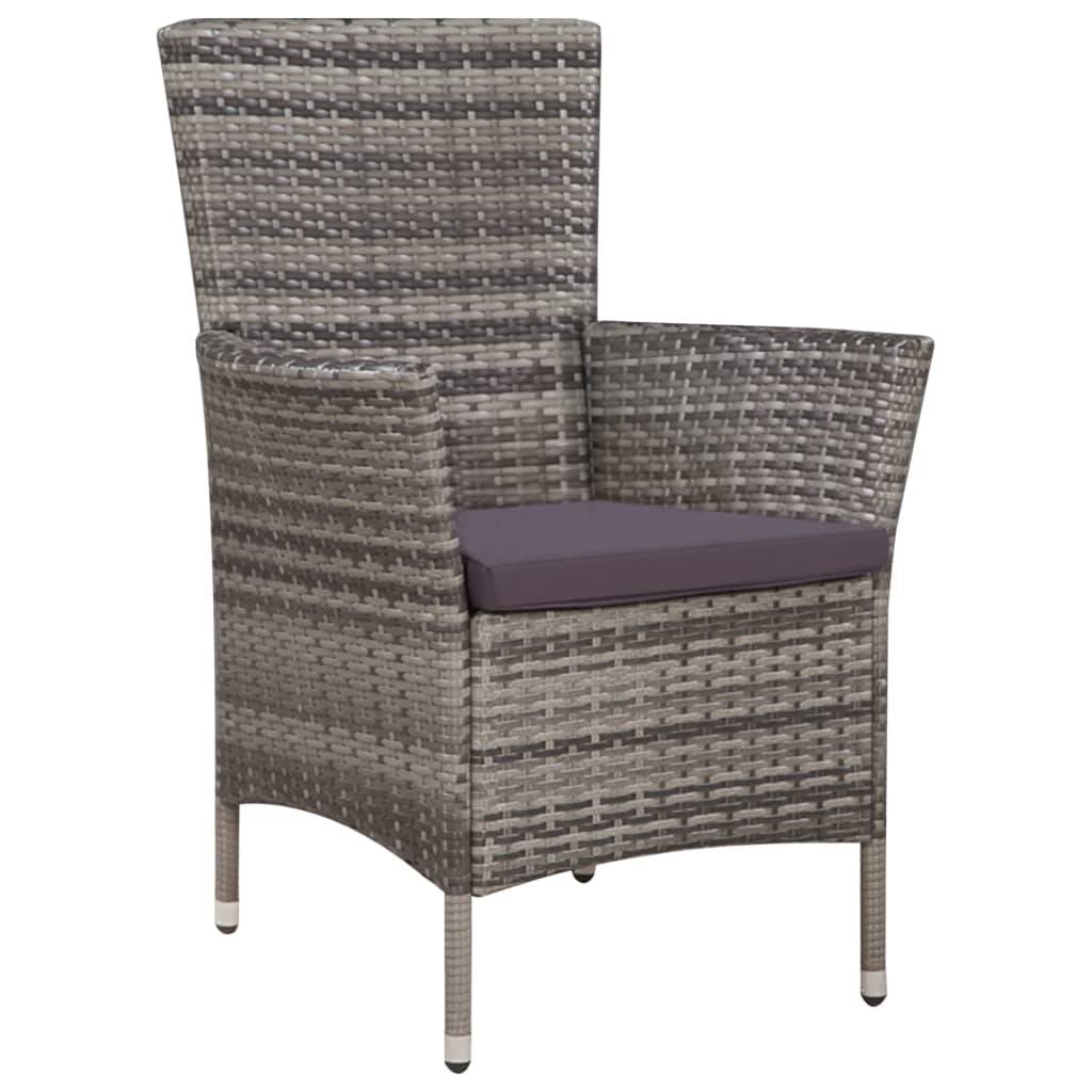 Ensemble chaise et tabouret résine tressée gris 58 x 61 x 88 cm - PANGIVO - Image 2
