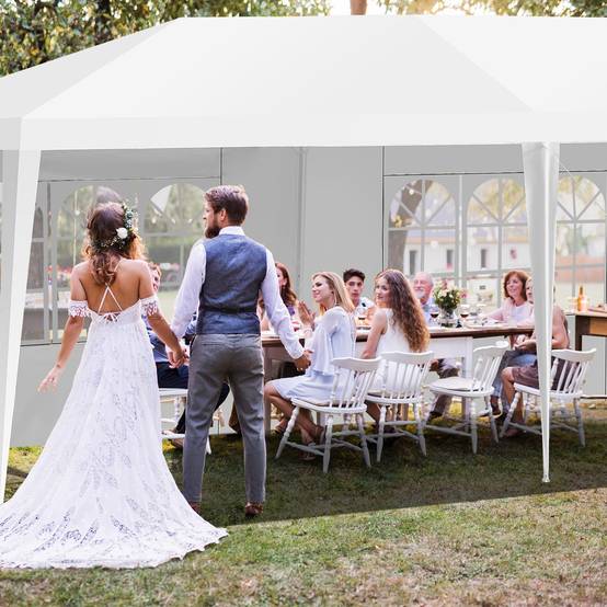 Tonnelle de Jardin 3x9m, 5 Murs Amovibles, Fenêtre sur Côté, Piquets de Terre Solides pour Fêtes de Mariage, BBQ de Plage - Image 2