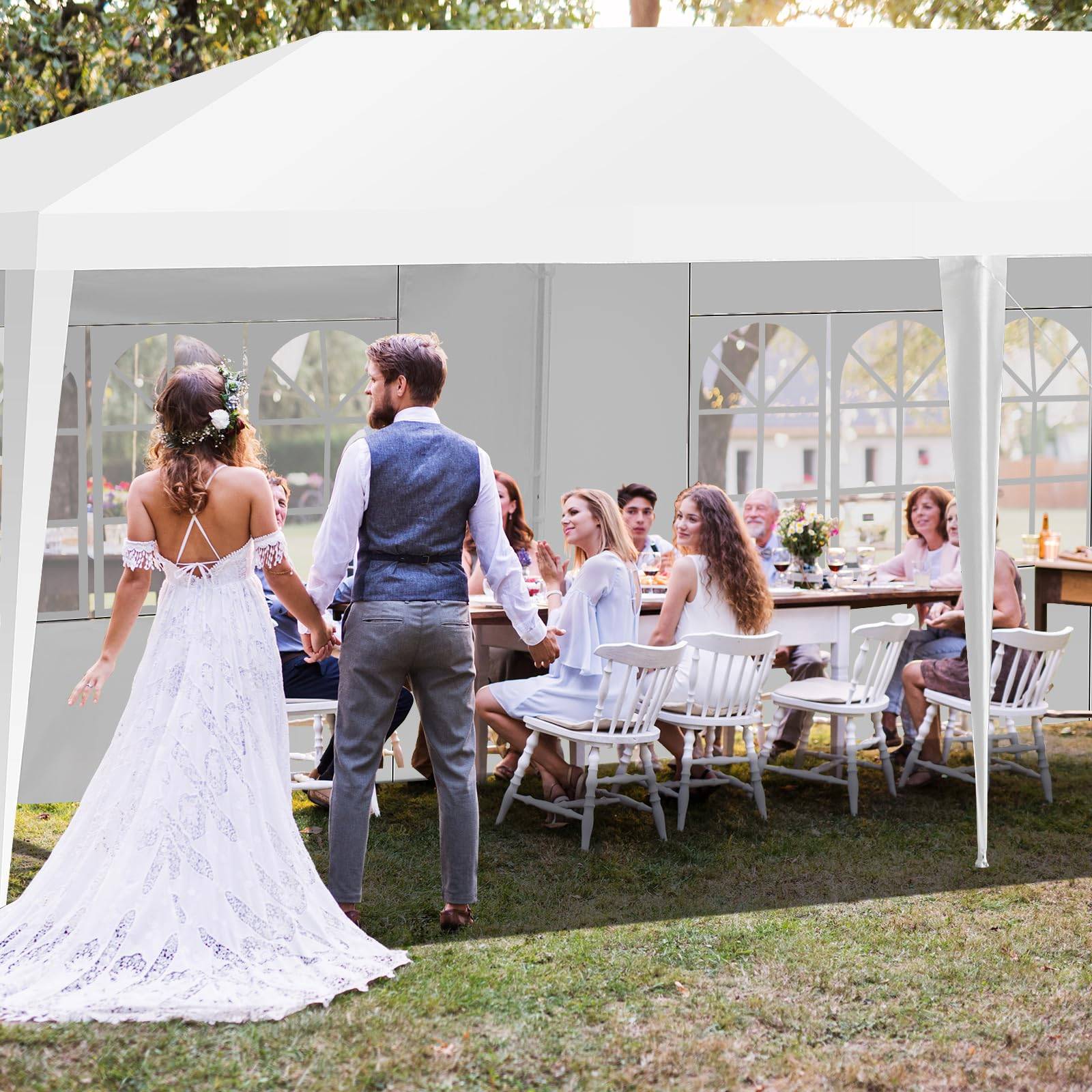 Tonnelle de Jardin 3x9m, 5 Murs Amovibles, Fenêtre sur Côté, Piquets de Terre Solides pour Fêtes de Mariage, BBQ de Plage - Image 2