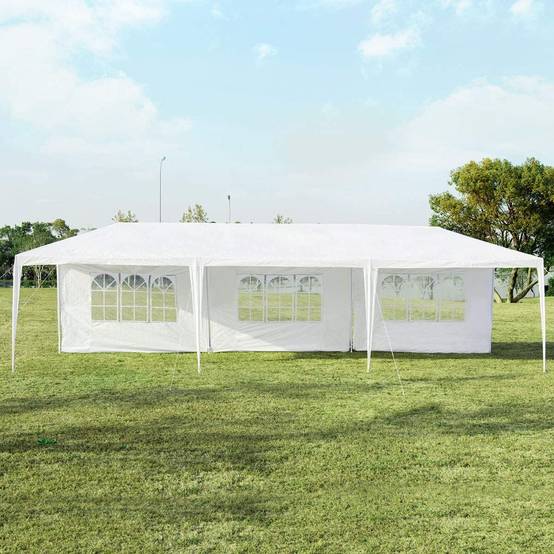 Tonnelle de Jardin 3x9m, 5 Murs Amovibles, Fenêtre sur Côté, Piquets de Terre Solides pour Fêtes de Mariage, BBQ de Plage - Image 9