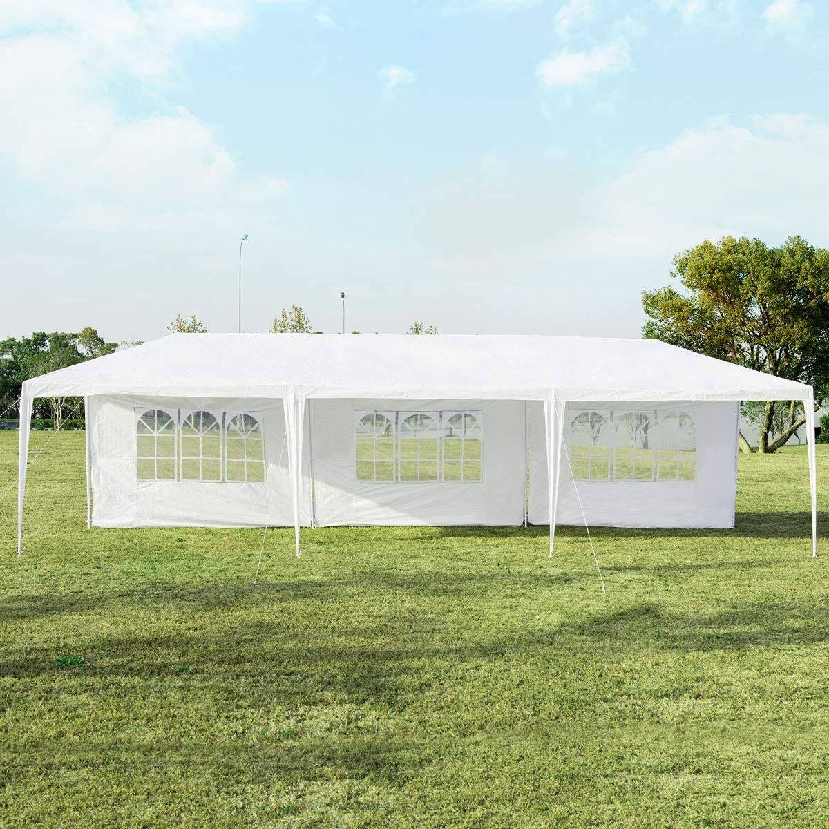 Tonnelle de Jardin 3x9m, 5 Murs Amovibles, Fenêtre sur Côté, Piquets de Terre Solides pour Fêtes de Mariage, BBQ de Plage - Image 9