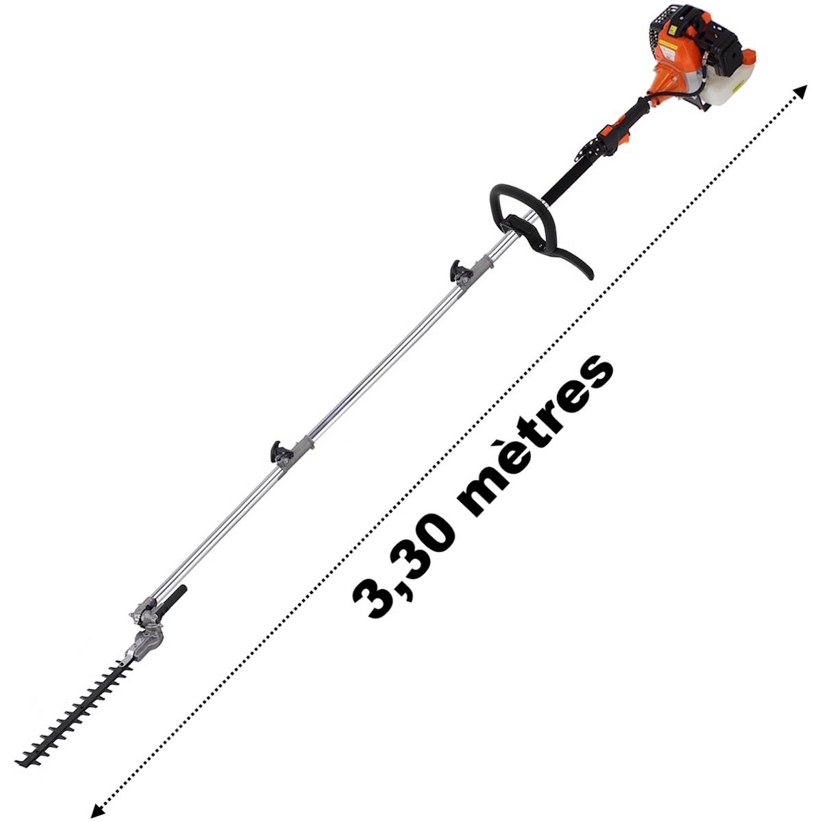 Gt Garden - Taille-haies thermique sur perche, 52 cm3, 3 CV, longueur 3.30 mètres - GT GARDEN