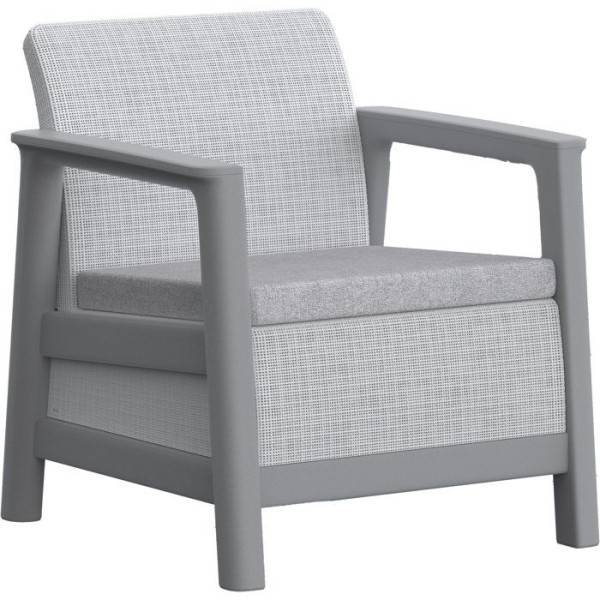 Keter - Salon bas de jardin - Résine - 4 personnes - Keter - Scandi Linea - Table 2 plateaux imitation bois - Imitation canage beige - Image 3