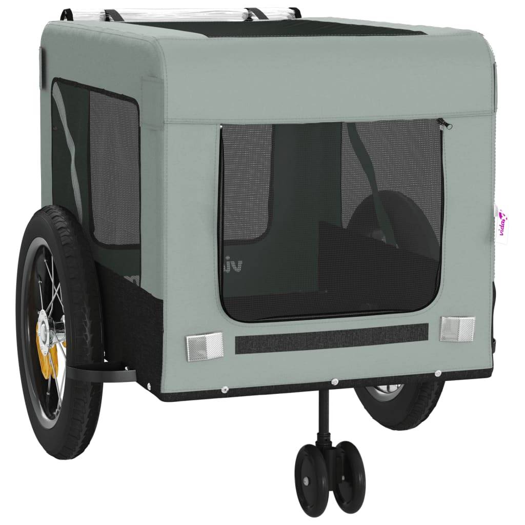 Remorque de vélo pour animaux fer et tissu gris et noir 120 x 54.5 x 53 cm - PANGIVO - Image 6