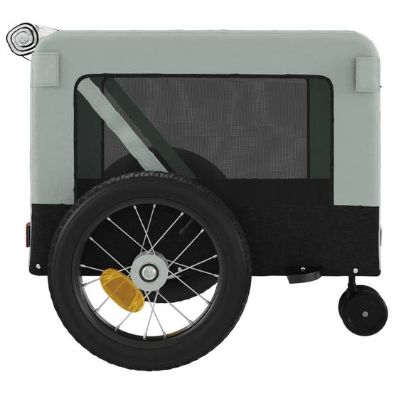 Remorque de vélo pour animaux fer et tissu gris et noir 120 x 54.5 x 53 cm - PANGIVO - Image 8