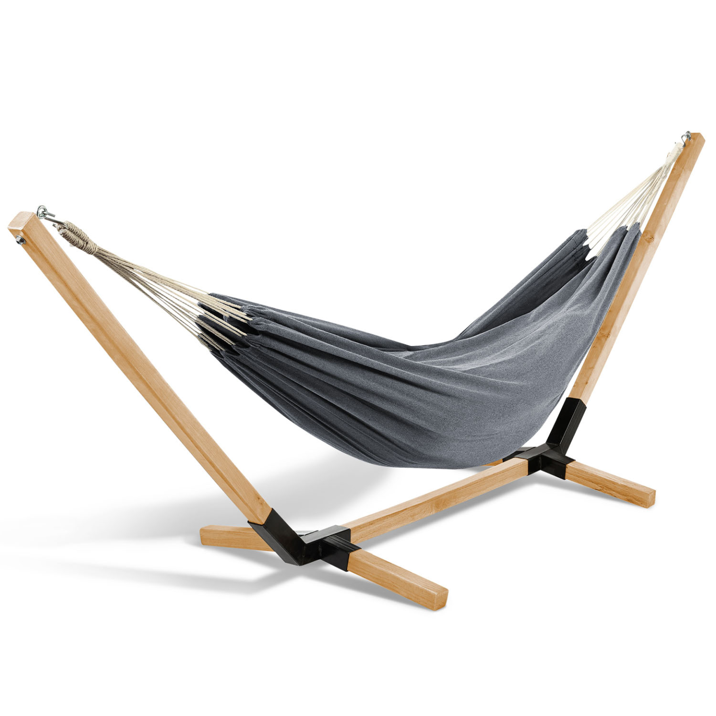 Hamac avec support bois et toile gris anthracite TAHITI - Image 2