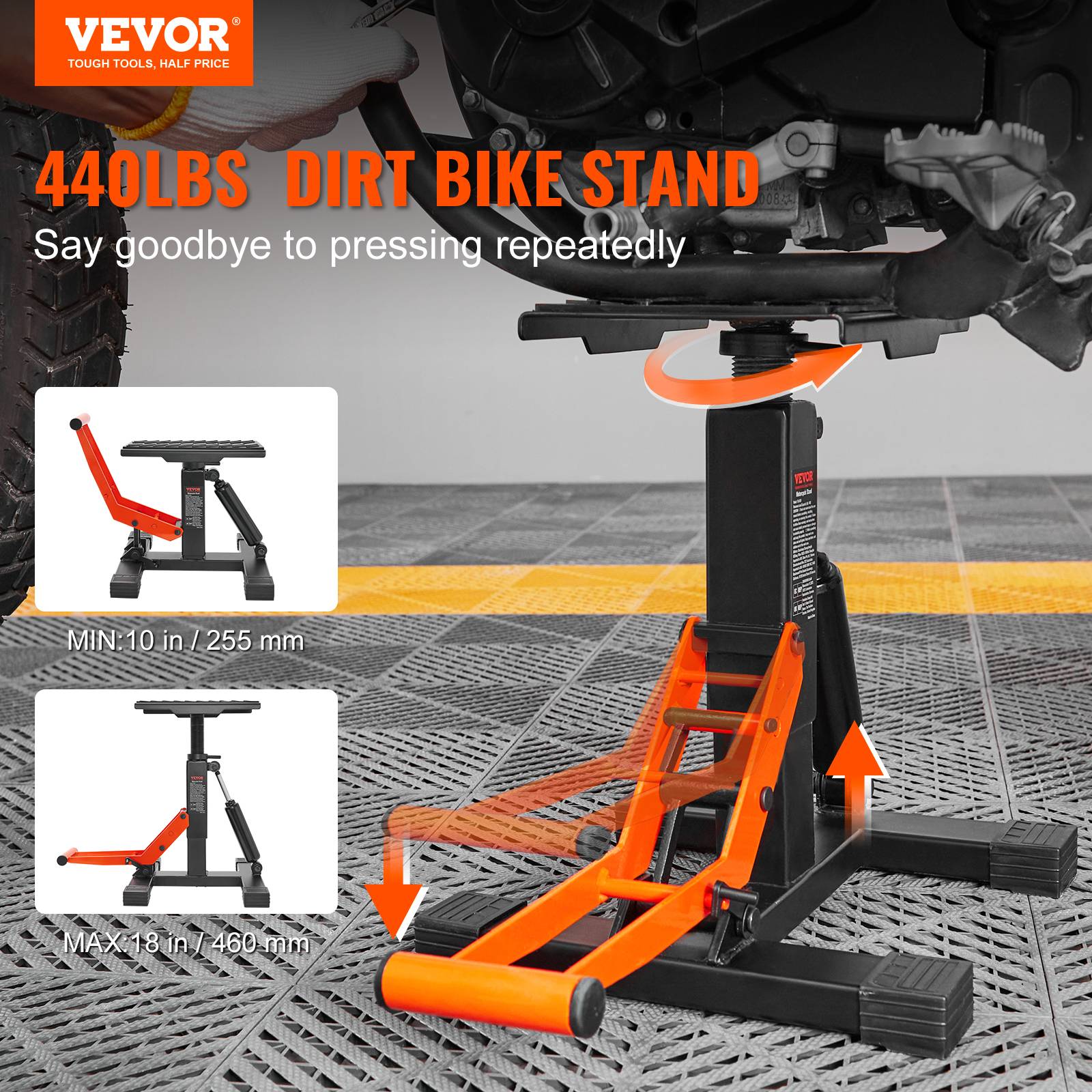 Vevor - VEVOR Cric de Moto Pont Élévateur 200 kg Lève-Moto ATV Quad Réglable en Hauteur - Image 2