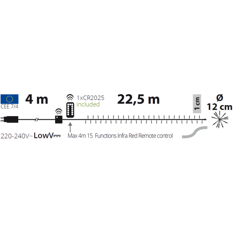Lotti - Guirlande Boa 12cm 22M 2200 miniLed blanc froid 8 jeux câble transparent Lotti - Image 2