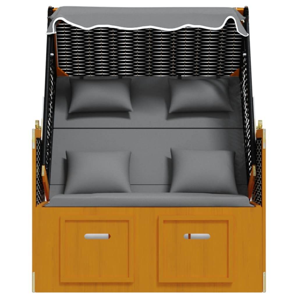 Helloshop26 - Strandkorb avec coussin résine tressée bois solide anthracite - Image 3