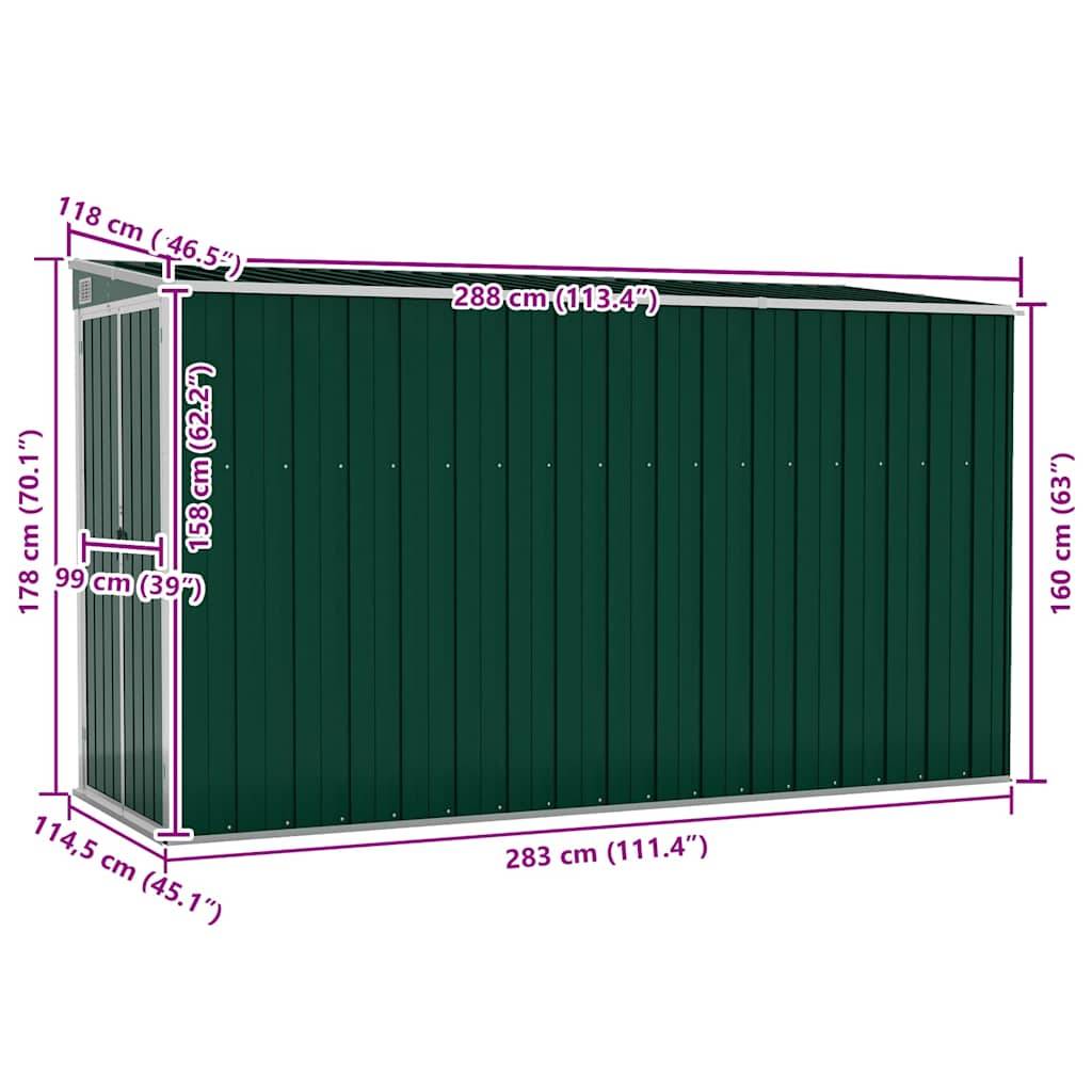 Vidaxl - Abri de jardin mural Vert 118x288x178 cm Métal galvanisé 2.3m² vidaXL 316225 - Image 8