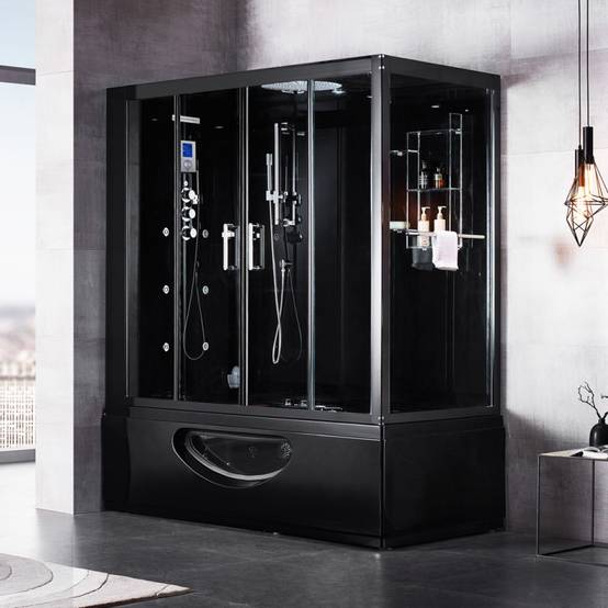 Combi Balneo douche Hammam CBH BLACK Archipel® 179x97 - GAUCHE - Image 1