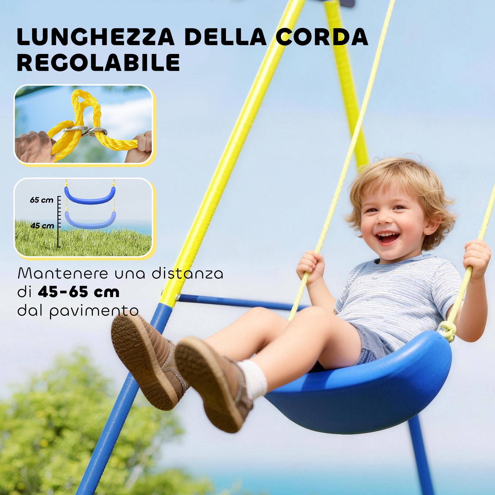 Set balançoire jardin 4-en-1 pour 3-8 ans avec 2 balançoires, panier de basket et but de football, équipement sportif complet - Image 6