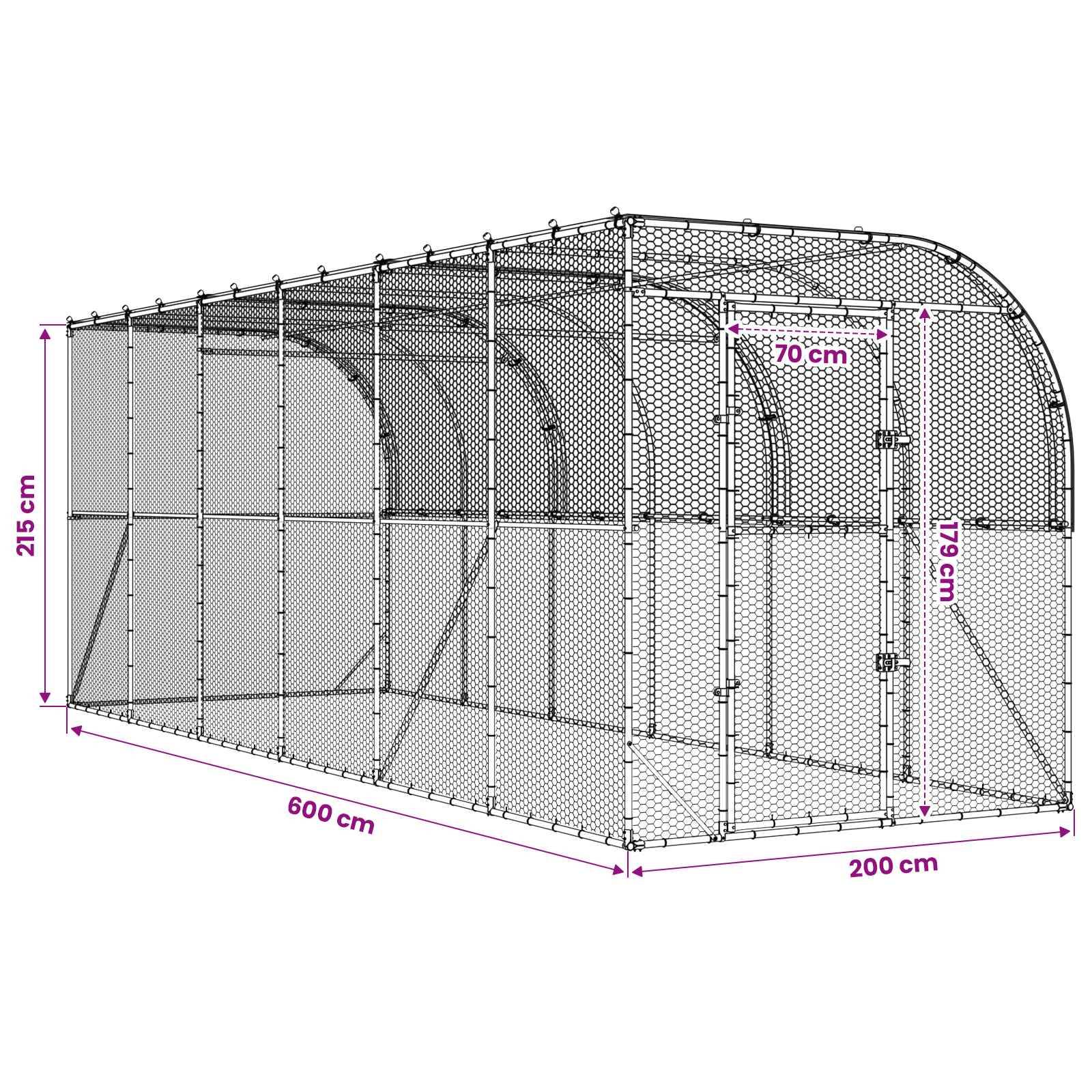 Vidaxl - Poulailler contre le mur Argenté 600 x 150 x 215 cm vidaXL 3434737 - Image 3