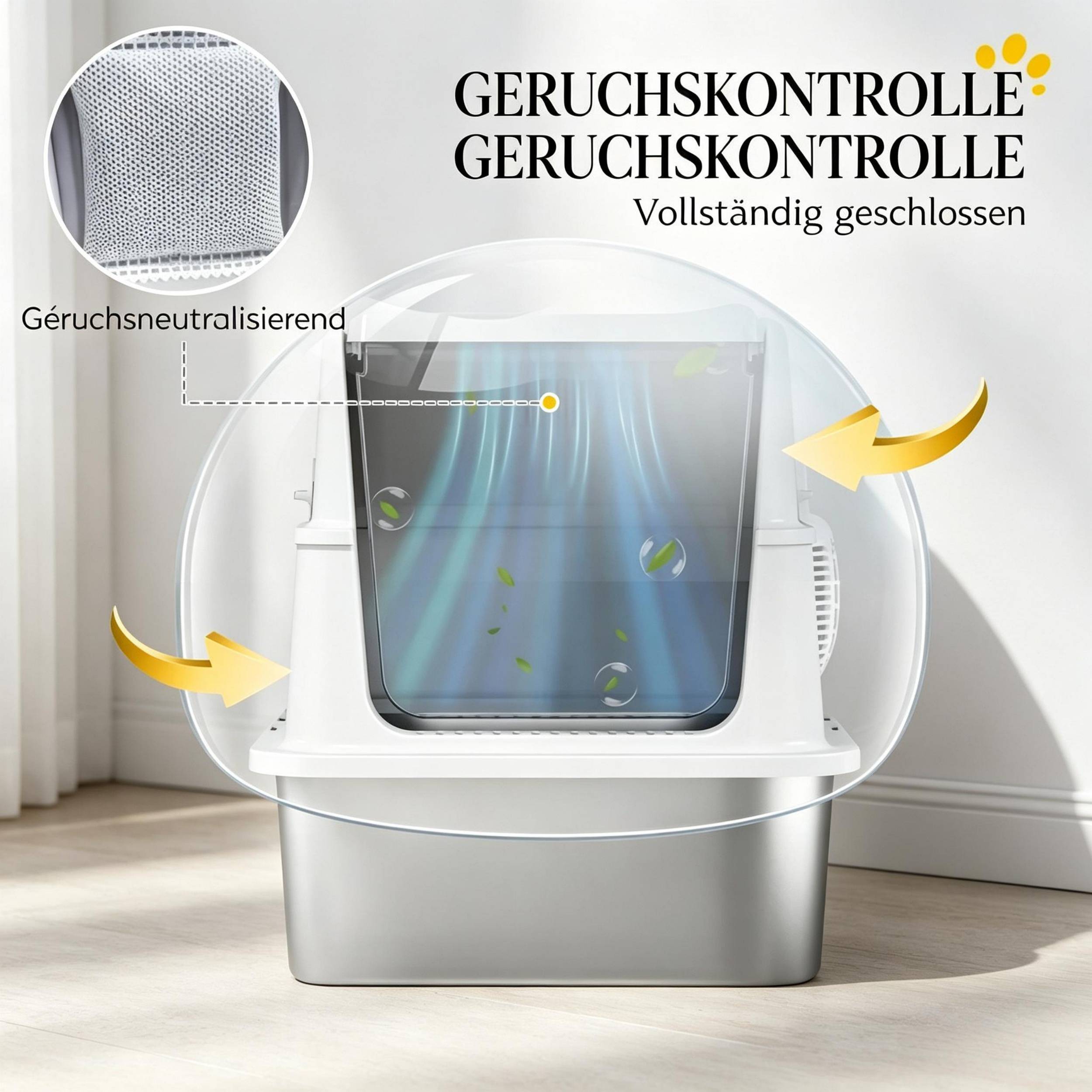 ComfortXL - Maison de toilette XL pour chat en acier inoxydable gris 60,2 x 40,2 x 43,3 cm fermée facile à nettoyer - Image 7