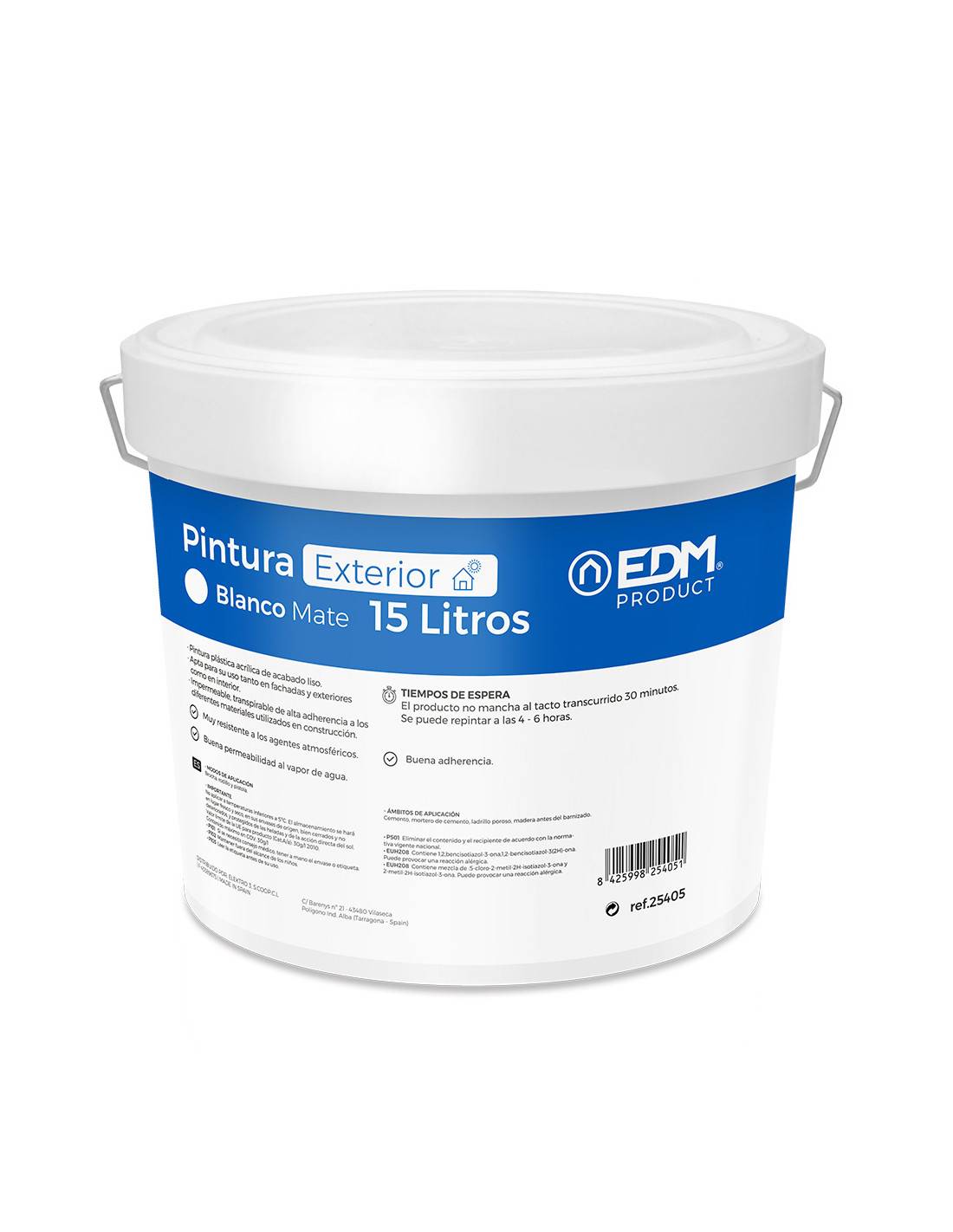 Peinture Plastique Edm 15l Intérieur Mat / Extérieur Blanc - Edm - Image 2