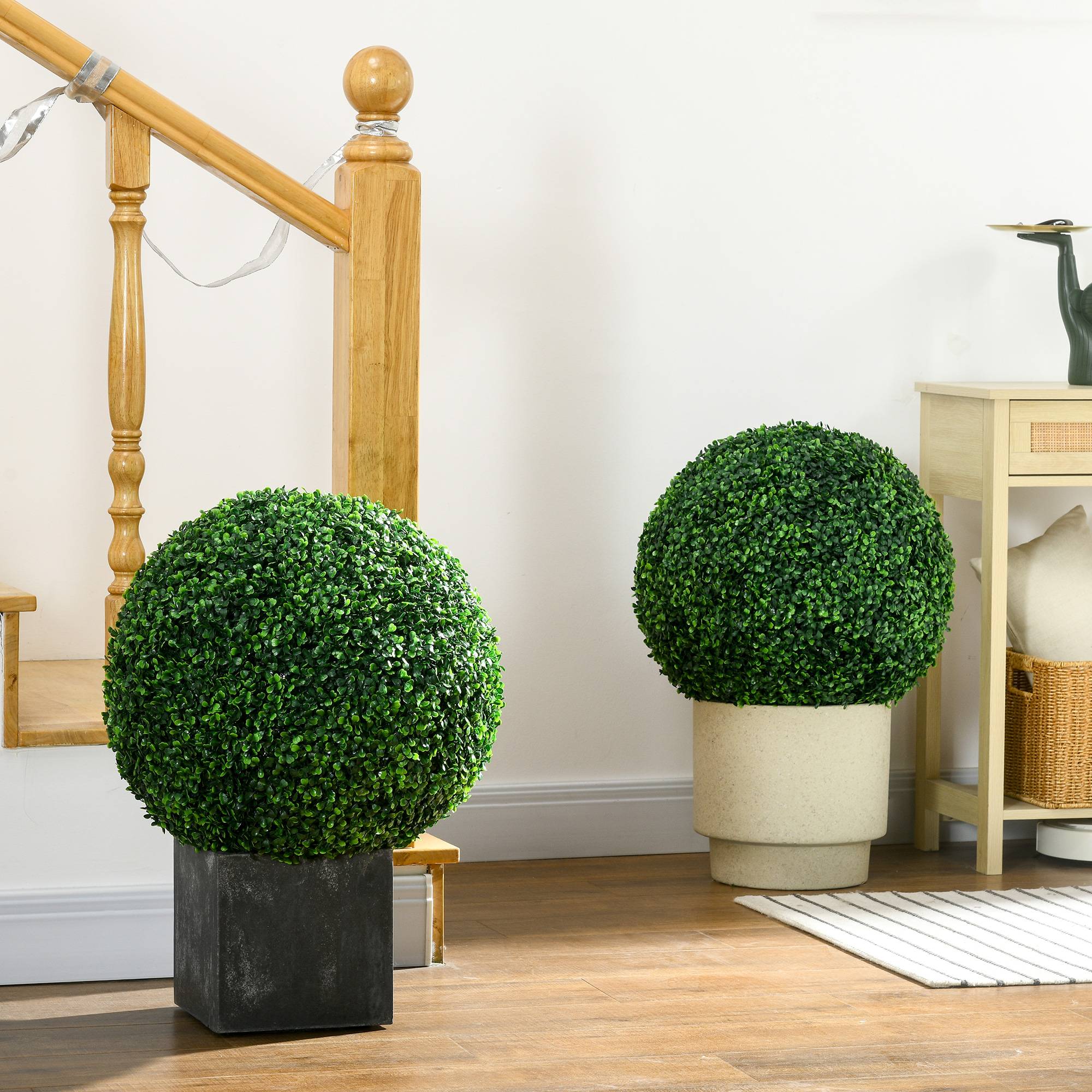 Duo boules buis artificiel PE jardin terrasse décor bucolique 50 cm vert - ComfortXL Outdoor Living - Image 3
