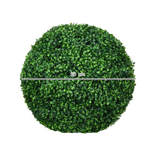Duo boules buis artificiel PE jardin terrasse décor bucolique 50 cm vert - ComfortXL Outdoor Living - Image 5