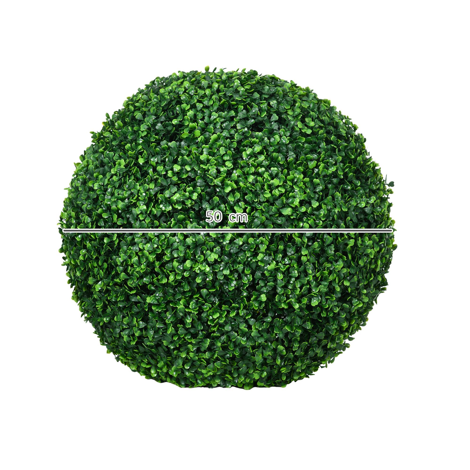 Duo boules buis artificiel PE jardin terrasse décor bucolique 50 cm vert - ComfortXL Outdoor Living - Image 5