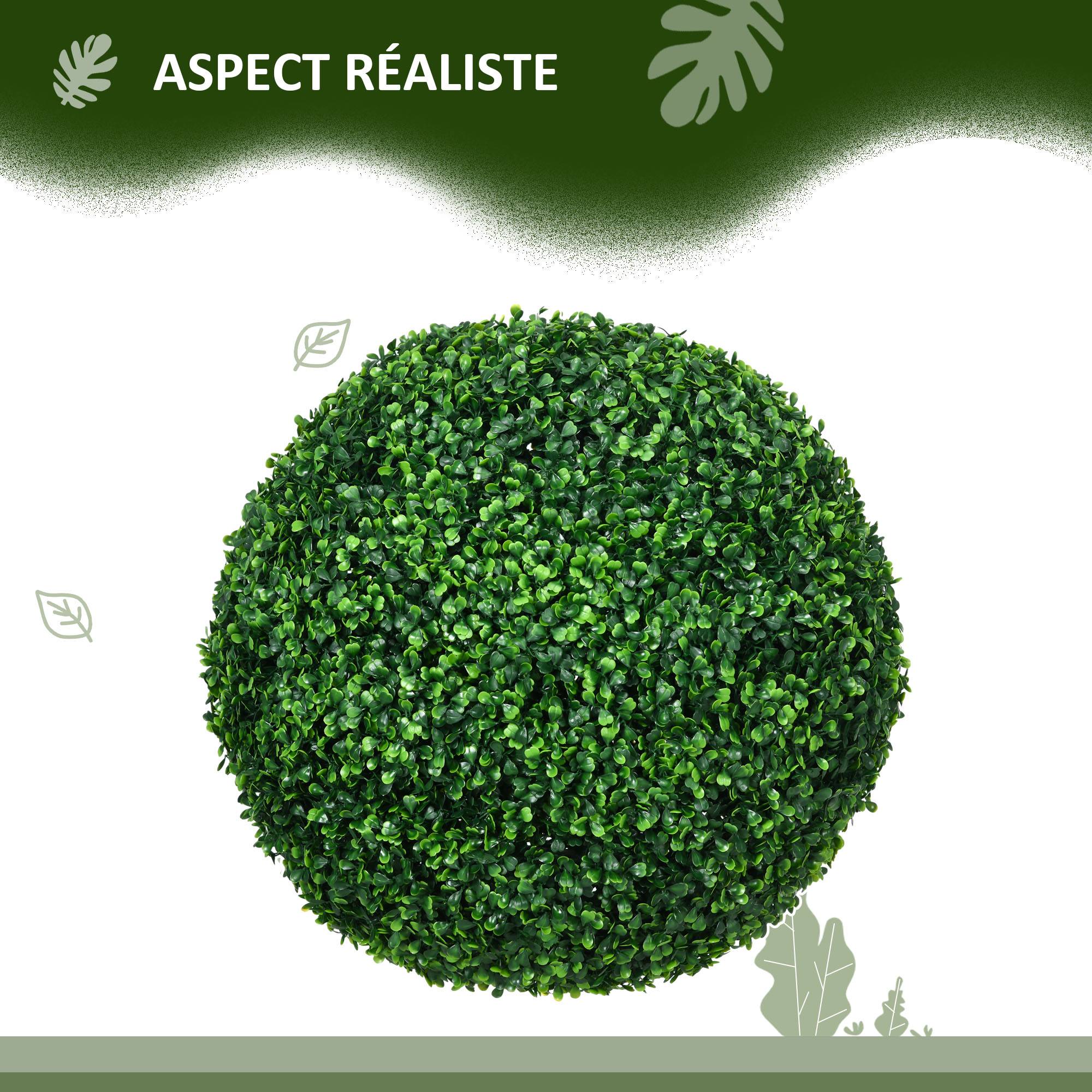 Duo boules buis artificiel PE jardin terrasse décor bucolique 50 cm vert - ComfortXL Outdoor Living - Image 6