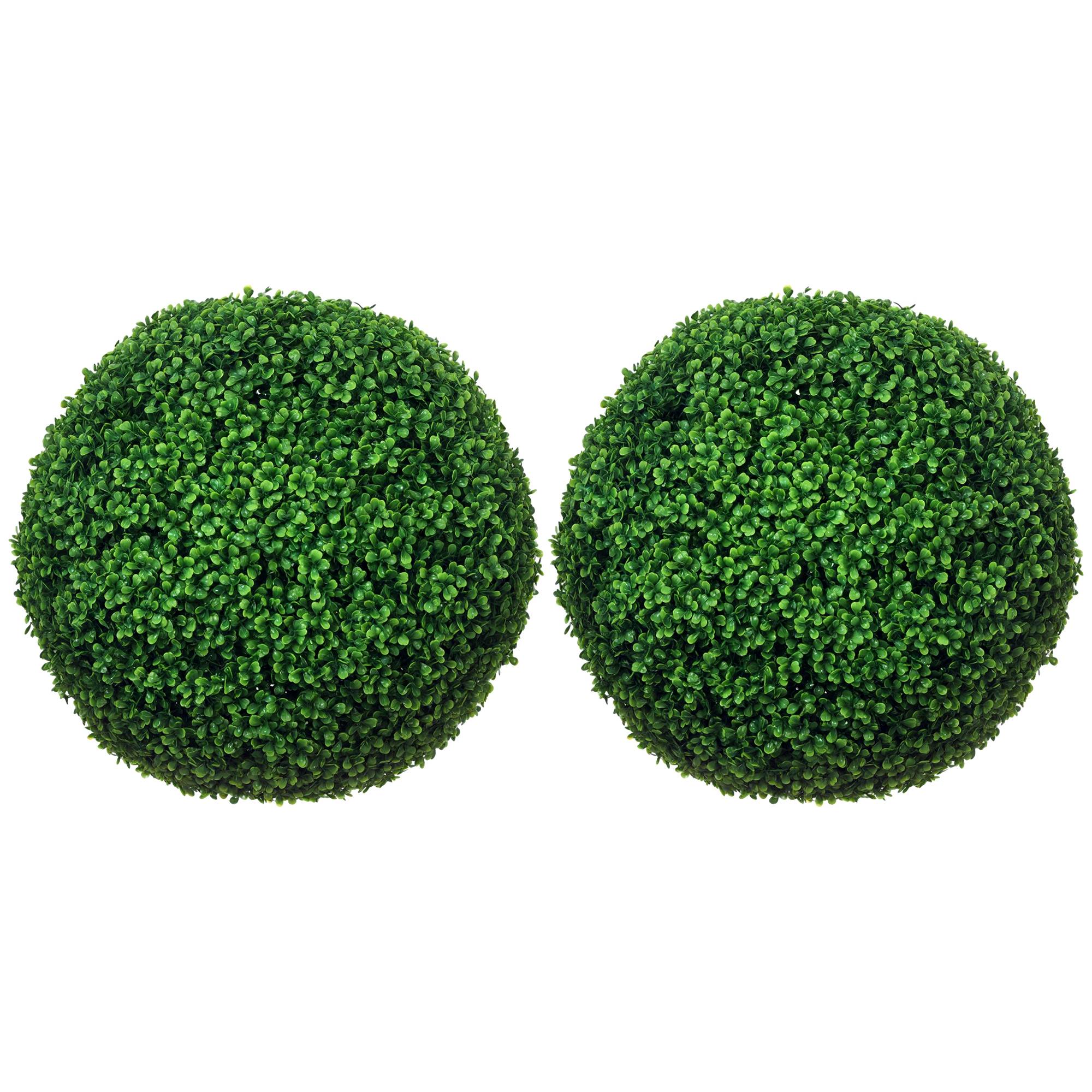Duo boules buis artificiel PE jardin terrasse décor bucolique 50 cm vert - ComfortXL Outdoor Living - Image 1