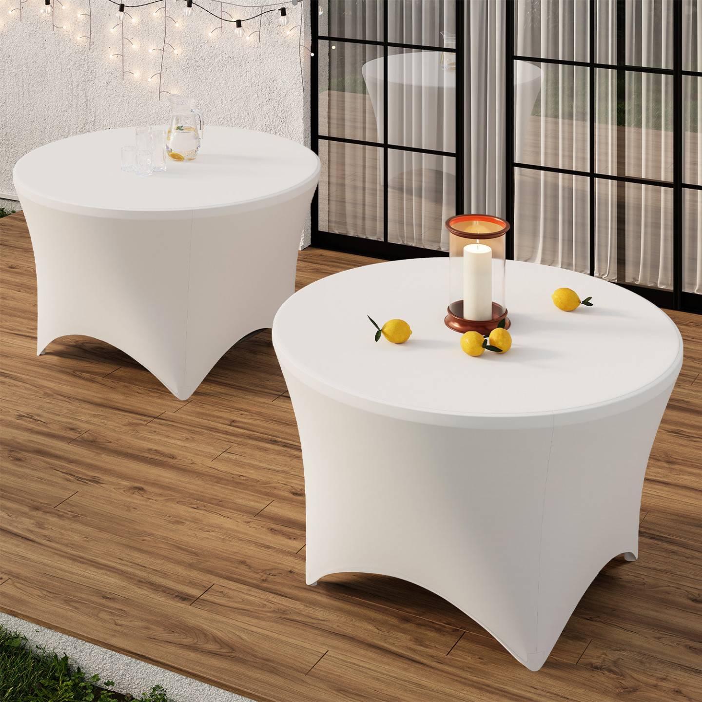 Table pliante d'appoint portable ronde 122 cm pour camping ou réception avec housse blanche - Image 3