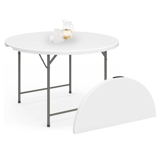 Table pliante d'appoint portable ronde 122 cm pour camping ou réception avec housse blanche - Image 2