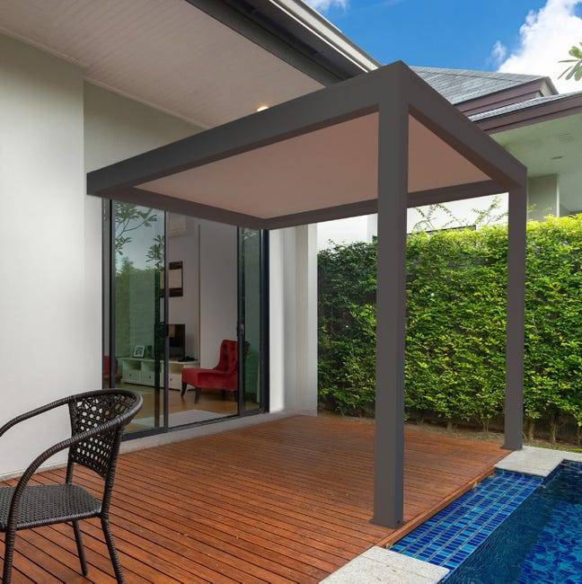 Pergola Bioclimatique Adossée Motorisée Aluminium 3x3 Anthracite O ORIAL France - Image 3