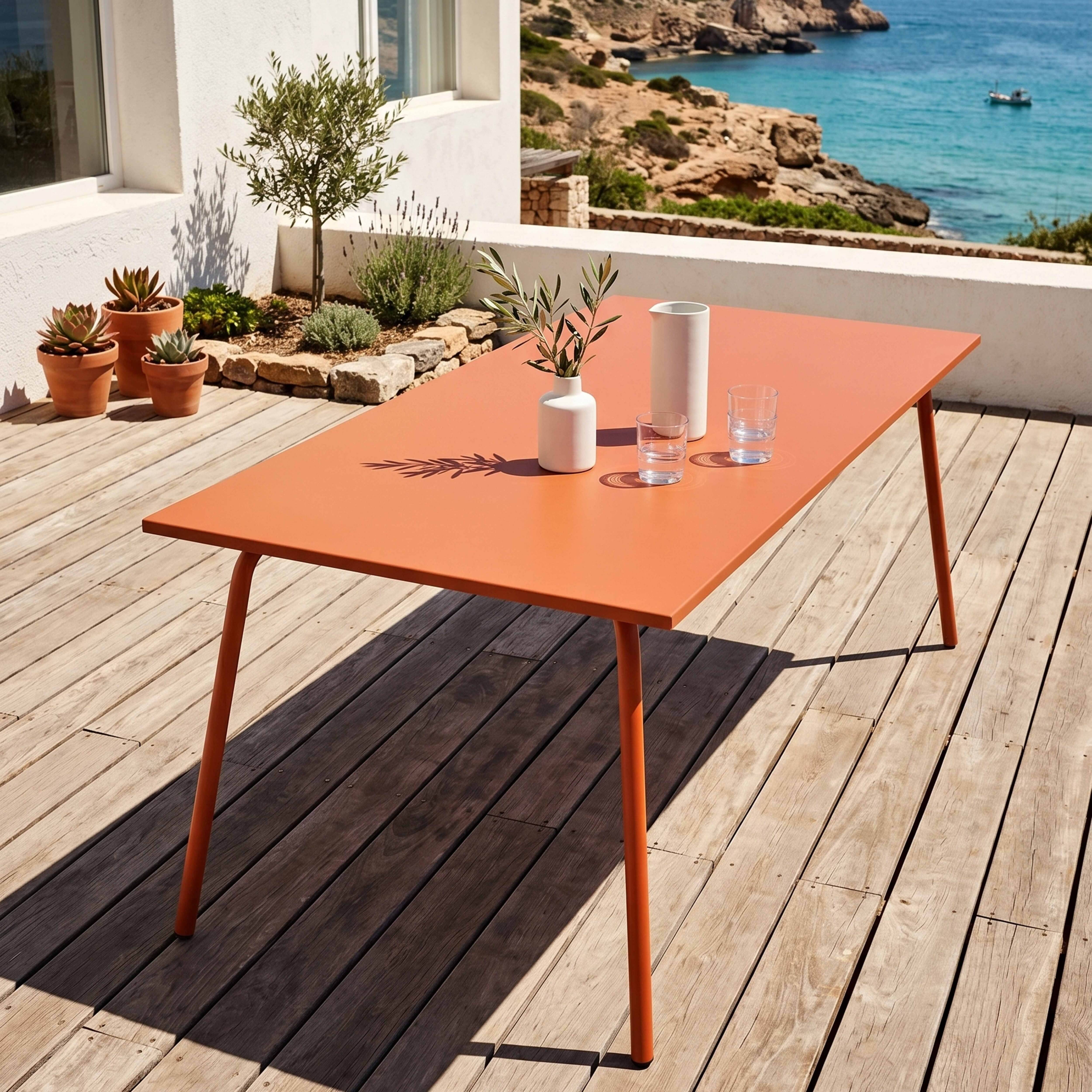 Oviala - Table de jardin rectangulaire en métal 8 places 180 cmorange Palavas - Oviala - Image 2