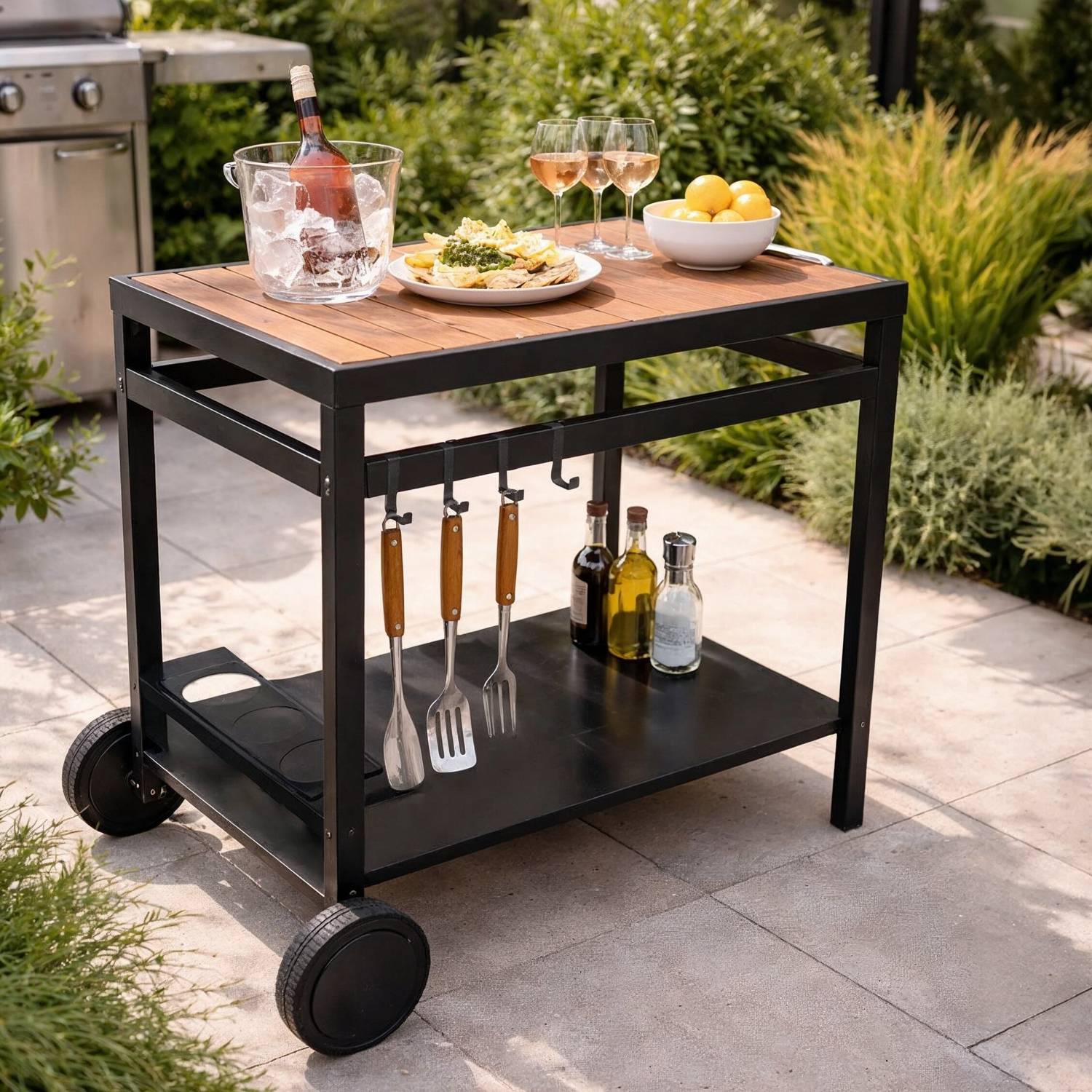 Desserte AVEIRO noire pour plancha - HAPPY GARDEN - Image 6