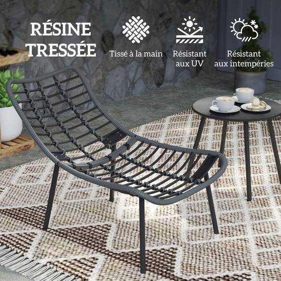 Outsunny - Salon de Jardin extérieur 2 personnes - coussins de 15 cm d'épaisseur - cadres en acier - pour balcon terrasse - gris - Outsunny - Image 7