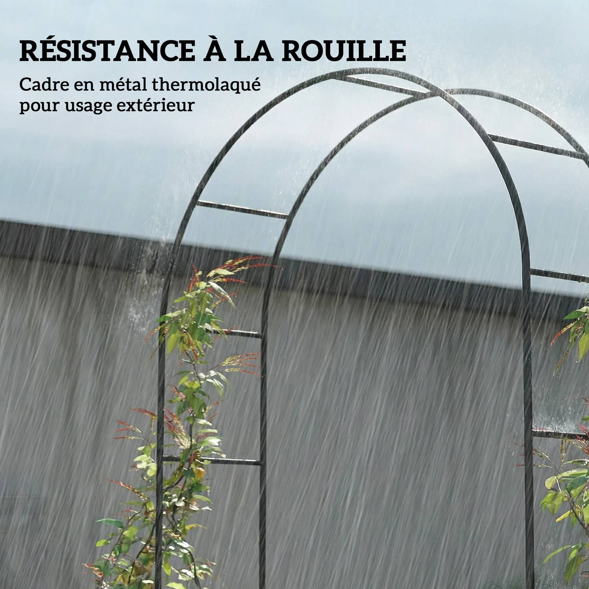 Arche de jardin métal mariage bases lestables plantes rosiers 237cm noir - ComfortXL Outdoor Living - Image 8