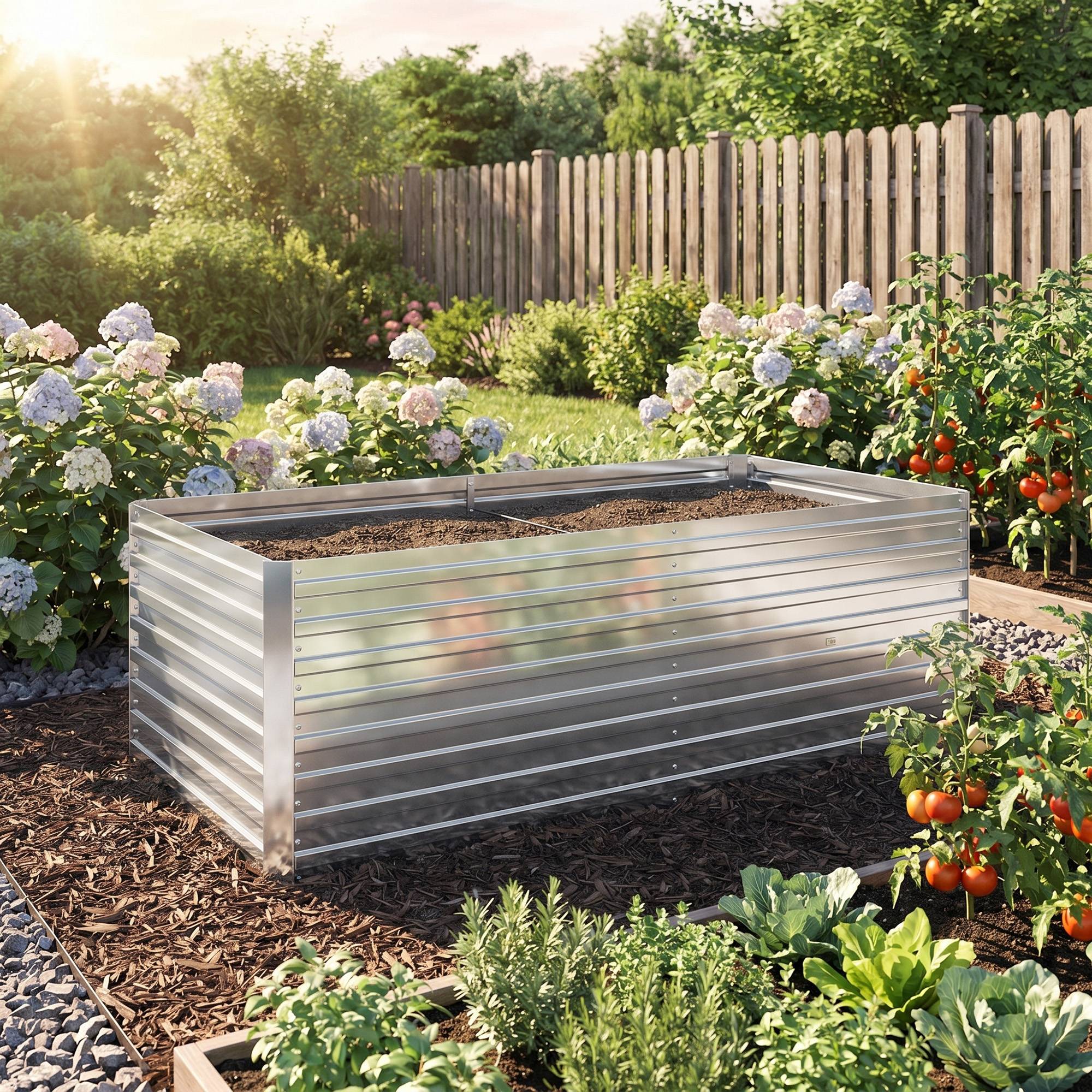 Lot de 2 potagers galvanisés, 180x90x60 cm, métal, bord sûr, argent - Image 10