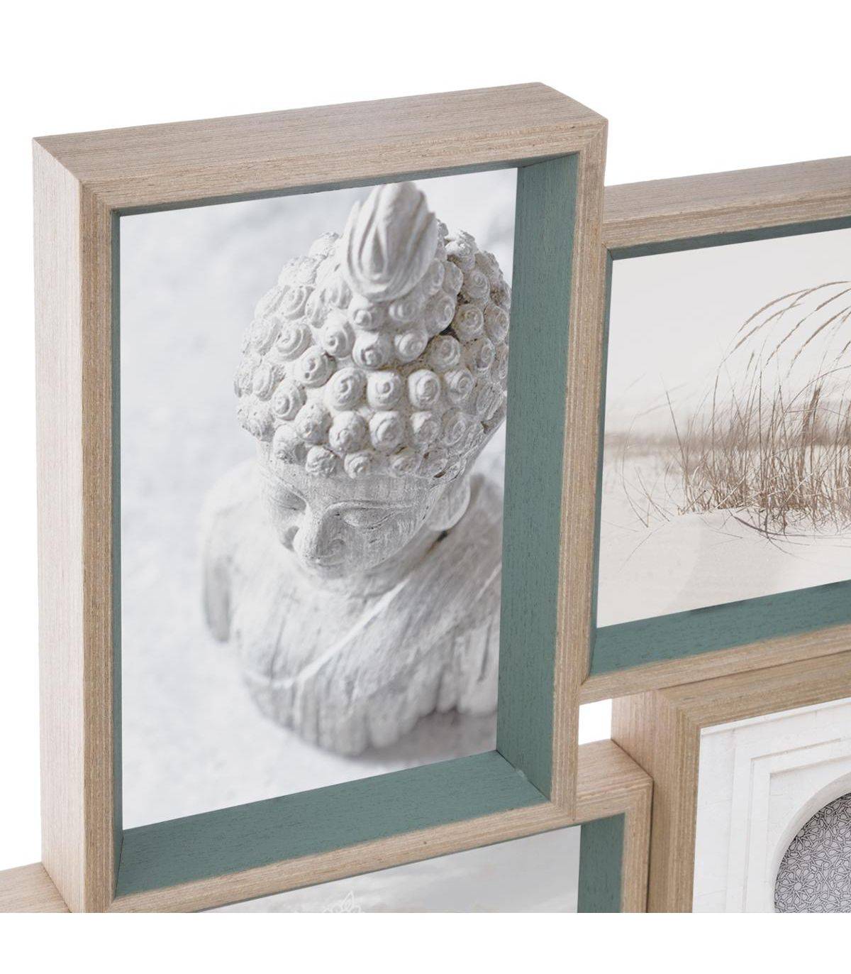 Cadre Pêle-mêle Multivues 9 Photos en bois et verre 45 x 45 cm - Image 2