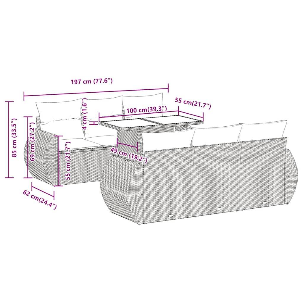 Ensemble Salon de Jardin 7 Éléments Résine Tressée Modulable avec Rangement Gris – ComfortXL Outdoor Living - Image 4