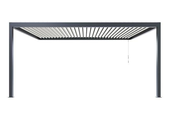 Pergola Bioclimatique Aluminium Adossée Anthracite 5x3,5 Manuelle S ORIAL France - Image 9
