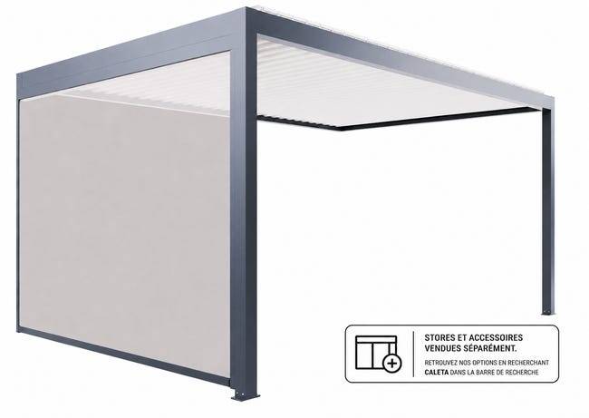 Pergola Bioclimatique Aluminium Adossée Anthracite 5x3,5 Manuelle S ORIAL France - Image 5