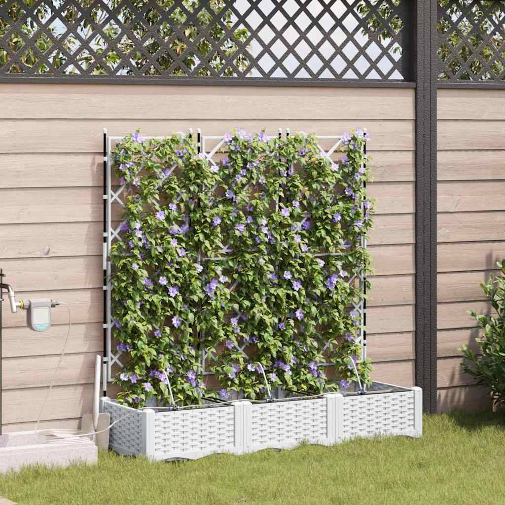 Cache-pot de jardin 3 pcs | Bac à fleurs Blanc Acier - Image 3