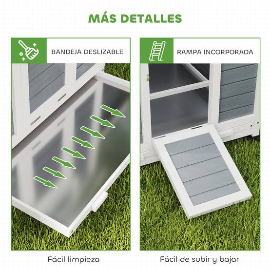 Poulailler bois extérieur double pondoir perchoirs 150x100x96cm gris - ComfortXL Outdoor Living - Image 9
