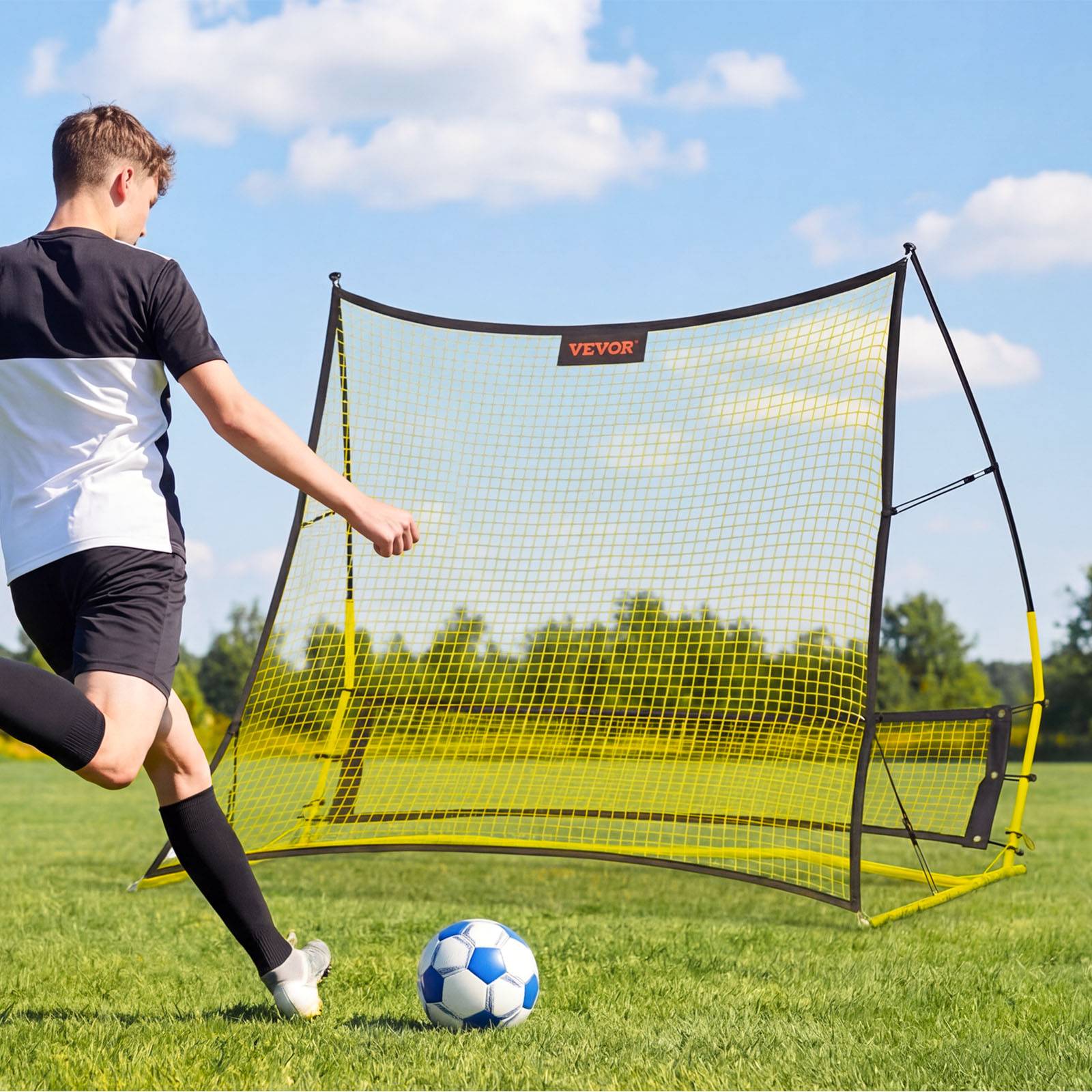 Vevor - VEVOR Filet de rebond de football 2 en 1 183x108,5x141 cm, rebondisseur portable avec sac, cadre en fer, polyester 3 plis. - Image 8