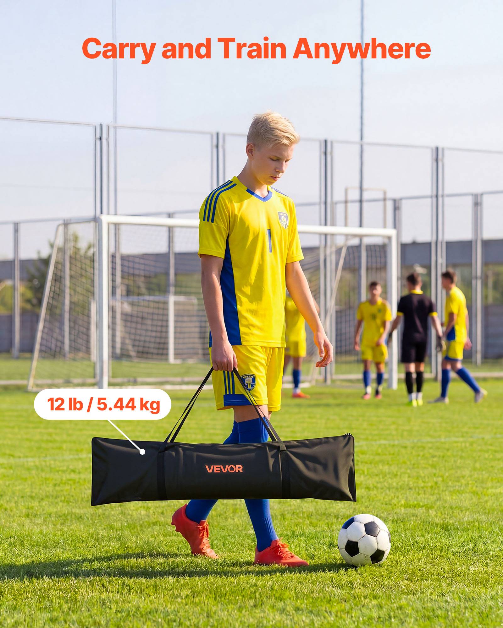 Vevor - VEVOR Filet de rebond de football 2 en 1 183x108,5x141 cm, rebondisseur portable avec sac, cadre en fer, polyester 3 plis. - Image 5