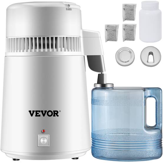 VEVOR Distillateur d'eau 4 L en acier inoxydable 750W, produit 1 L/h d'eau pure pour hôpitaux et usage domestique. - Image 1