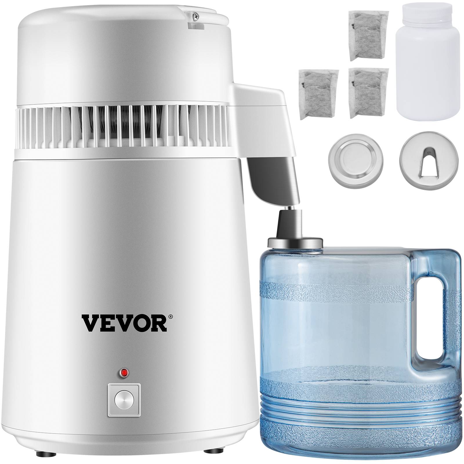 VEVOR Distillateur d'eau 4 L en acier inoxydable 750W, produit 1 L/h d'eau pure pour hôpitaux et usage domestique. - Image 1